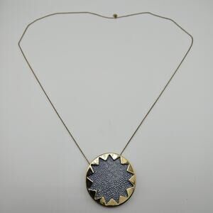 Gold Tone Chain Sun Pendant Necklace Sunrise Sunset Celestial Hippie Bold Unique